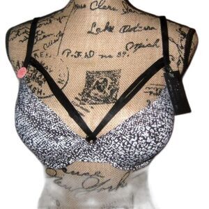 Youmita Snake Print Caged Plunge Underwire 36B Bra NWT